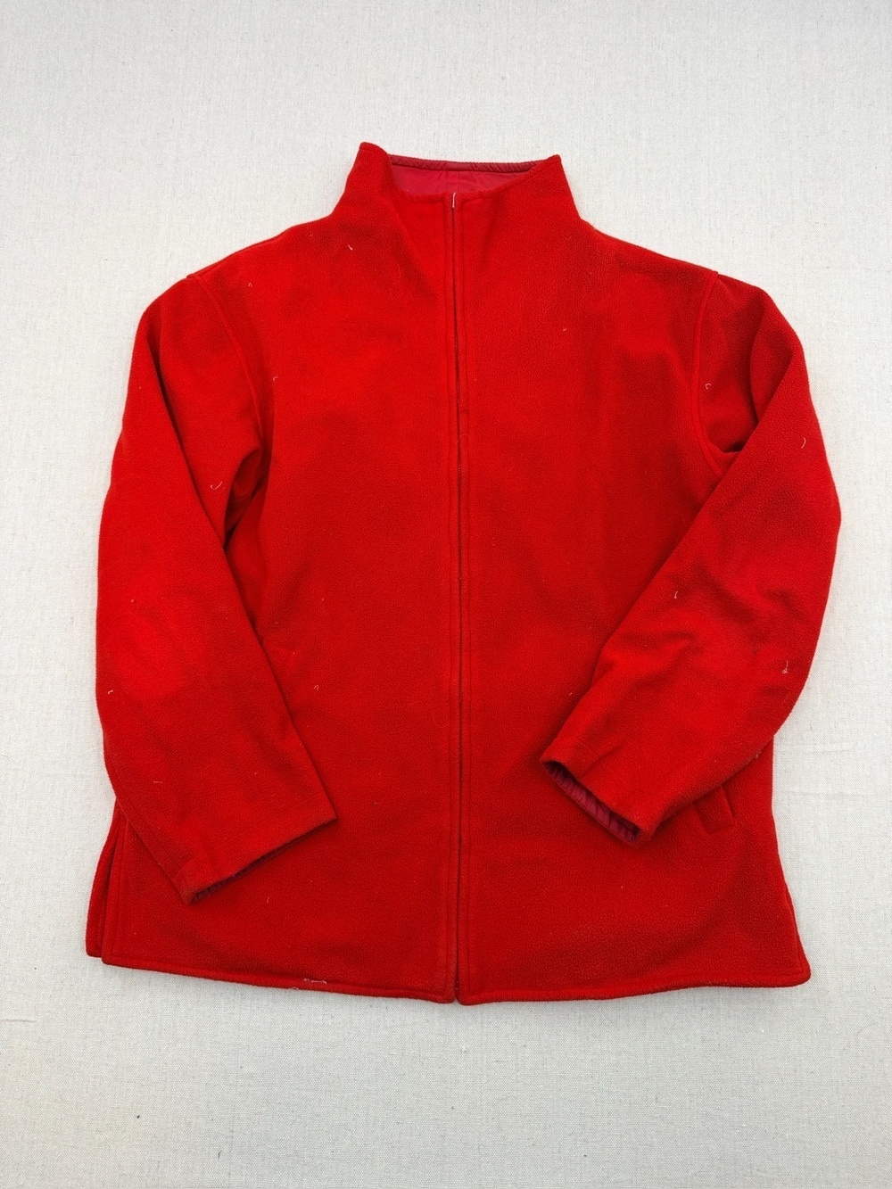 Classic Red Zip-Front Fleece Jacket